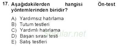 Marka İletişim Kampanyaları 2014 - 2015 Dönem Sonu Sınavı 17.Soru