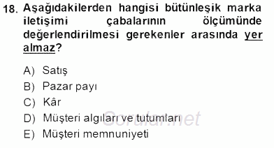 Marka İletişim Kampanyaları 2014 - 2015 Dönem Sonu Sınavı 18.Soru