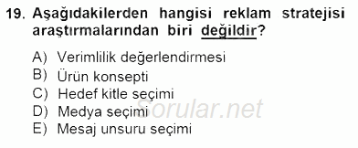 Marka İletişim Kampanyaları 2014 - 2015 Dönem Sonu Sınavı 19.Soru