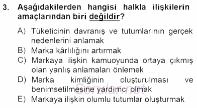 Marka İletişim Kampanyaları 2014 - 2015 Dönem Sonu Sınavı 3.Soru