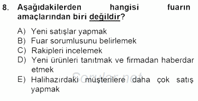 Marka İletişim Kampanyaları 2014 - 2015 Dönem Sonu Sınavı 8.Soru