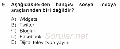 Marka İletişim Kampanyaları 2014 - 2015 Dönem Sonu Sınavı 9.Soru