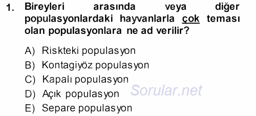Veteriner Mikrobiyoloji ve Epidemiyoloji 2013 - 2014 Ara Sınavı 1.Soru