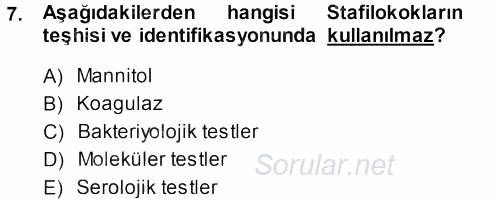Veteriner Mikrobiyoloji ve Epidemiyoloji 2013 - 2014 Ara Sınavı 7.Soru