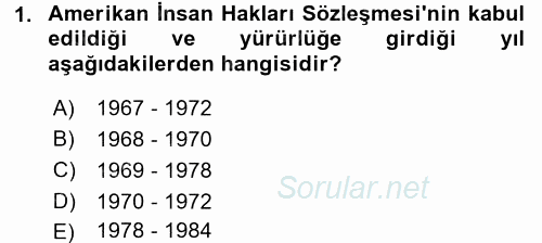 Temel İnsan Hakları Bilgisi 2 2016 - 2017 Ara Sınavı 1.Soru