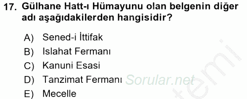 Temel İnsan Hakları Bilgisi 2 2016 - 2017 Ara Sınavı 17.Soru