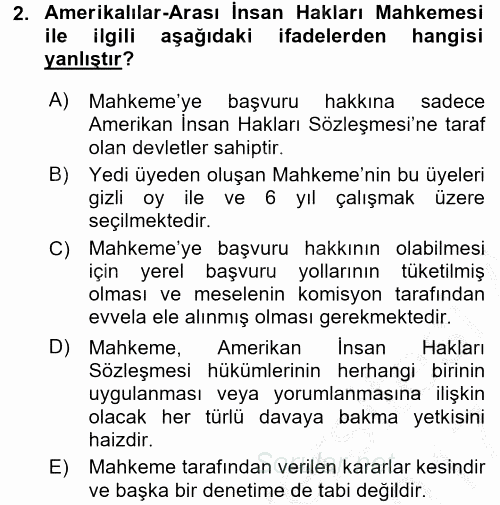 Temel İnsan Hakları Bilgisi 2 2016 - 2017 Ara Sınavı 2.Soru