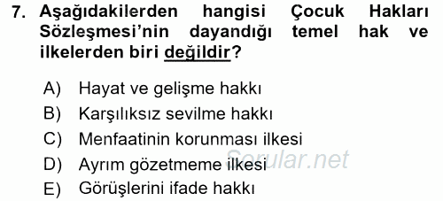 Temel İnsan Hakları Bilgisi 2 2016 - 2017 Ara Sınavı 7.Soru