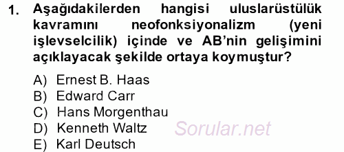 Uluslararası Örgütler 2013 - 2014 Dönem Sonu Sınavı 1.Soru