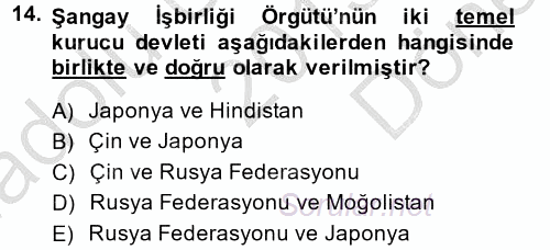 Uluslararası Örgütler 2013 - 2014 Dönem Sonu Sınavı 14.Soru