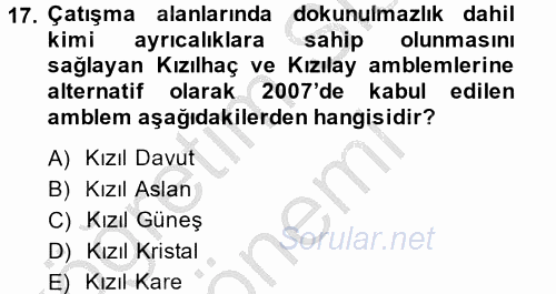 Uluslararası Örgütler 2013 - 2014 Dönem Sonu Sınavı 17.Soru