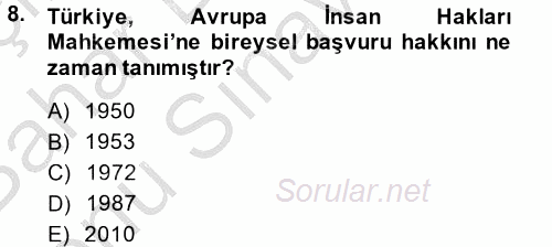 Uluslararası Örgütler 2013 - 2014 Dönem Sonu Sınavı 8.Soru