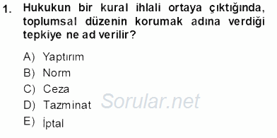 Muhasebe ve Hukuk 2013 - 2014 Ara Sınavı 1.Soru