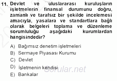Muhasebe ve Hukuk 2013 - 2014 Ara Sınavı 11.Soru