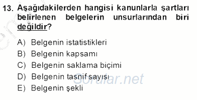 Muhasebe ve Hukuk 2013 - 2014 Ara Sınavı 13.Soru