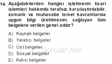 Muhasebe ve Hukuk 2013 - 2014 Ara Sınavı 14.Soru