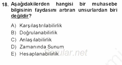 Muhasebe ve Hukuk 2013 - 2014 Ara Sınavı 18.Soru