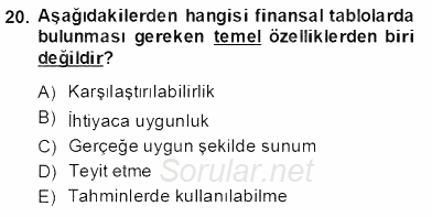 Muhasebe ve Hukuk 2013 - 2014 Ara Sınavı 20.Soru