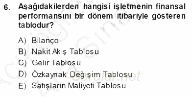 Muhasebe ve Hukuk 2013 - 2014 Ara Sınavı 6.Soru