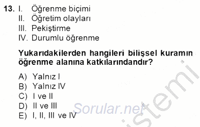 İng. Öğretmenliğinde Öğretim Teknolojileri Ve Materyal Tasarımı 1 2014 - 2015 Ara Sınavı 13.Soru