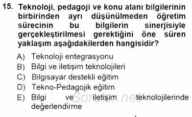 İng. Öğretmenliğinde Öğretim Teknolojileri Ve Materyal Tasarımı 1 2014 - 2015 Ara Sınavı 15.Soru