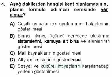 Kentleşme ve Konut Politikaları 2012 - 2013 Tek Ders Sınavı 4.Soru