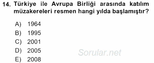 Dış Ticarete Giriş 2015 - 2016 Dönem Sonu Sınavı 14.Soru
