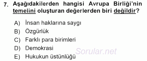 Dış Ticarete Giriş 2015 - 2016 Dönem Sonu Sınavı 7.Soru