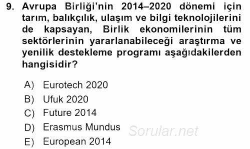 Dış Ticarete Giriş 2015 - 2016 Dönem Sonu Sınavı 9.Soru