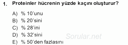 Gıda Bilimi ve Teknolojisi 2014 - 2015 Ara Sınavı 1.Soru