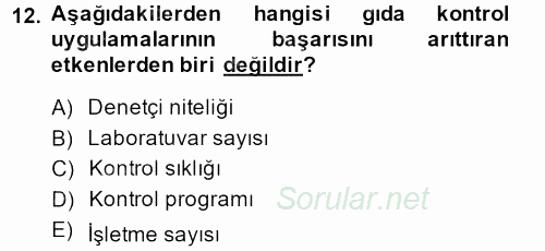 Gıda Bilimi ve Teknolojisi 2014 - 2015 Ara Sınavı 12.Soru