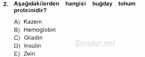 Gıda Bilimi ve Teknolojisi 2014 - 2015 Ara Sınavı 2.Soru