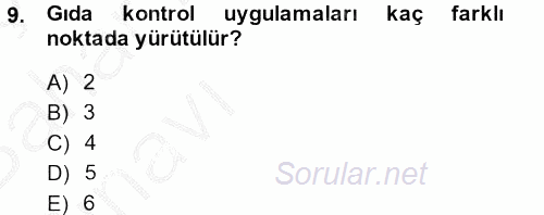 Gıda Bilimi ve Teknolojisi 2014 - 2015 Ara Sınavı 9.Soru