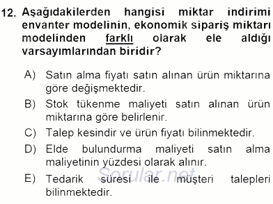 Yöneylem Araştırması 2 2015 - 2016 Ara Sınavı 12.Soru