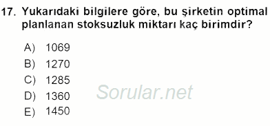 Yöneylem Araştırması 2 2015 - 2016 Ara Sınavı 17.Soru