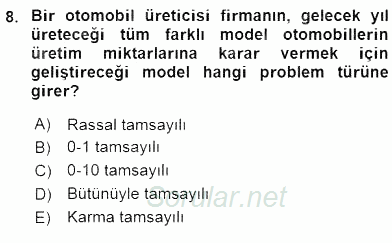 Yöneylem Araştırması 2 2015 - 2016 Ara Sınavı 8.Soru