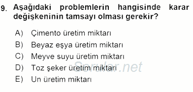 Yöneylem Araştırması 2 2015 - 2016 Ara Sınavı 9.Soru