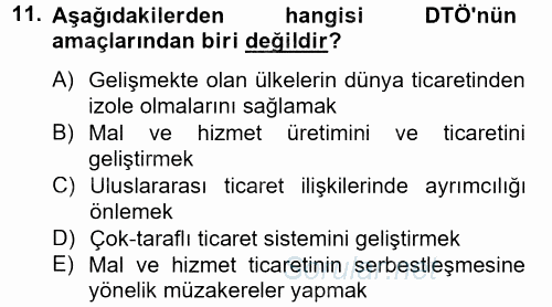 Uluslararası İlişkilere Giriş 2012 - 2013 Dönem Sonu Sınavı 11.Soru