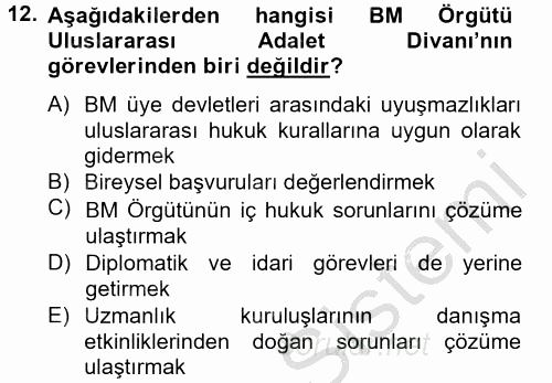 Uluslararası İlişkilere Giriş 2012 - 2013 Dönem Sonu Sınavı 12.Soru