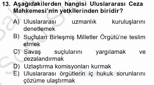 Uluslararası İlişkilere Giriş 2012 - 2013 Dönem Sonu Sınavı 13.Soru