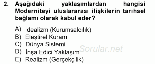Uluslararası İlişkilere Giriş 2012 - 2013 Dönem Sonu Sınavı 2.Soru