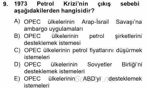 Uluslararası İlişkilere Giriş 2012 - 2013 Dönem Sonu Sınavı 9.Soru