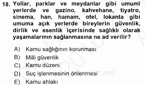 İnsan Hakları Ve Kamu Özgürlükleri 2016 - 2017 Ara Sınavı 18.Soru