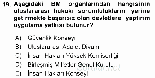 İnsan Hakları Ve Kamu Özgürlükleri 2016 - 2017 Ara Sınavı 19.Soru