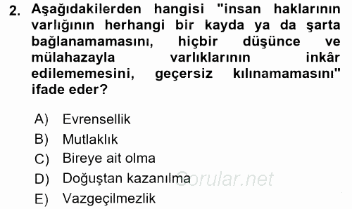 İnsan Hakları Ve Kamu Özgürlükleri 2016 - 2017 Ara Sınavı 2.Soru