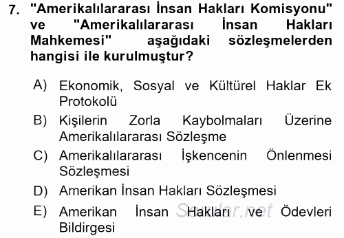 İnsan Hakları Ve Kamu Özgürlükleri 2016 - 2017 Ara Sınavı 7.Soru