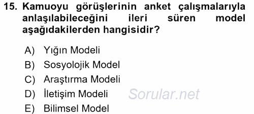 Medya ve İletişim 2015 - 2016 Tek Ders Sınavı 15.Soru