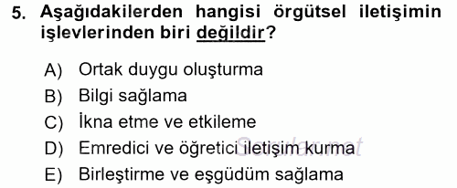 Medya ve İletişim 2015 - 2016 Tek Ders Sınavı 5.Soru