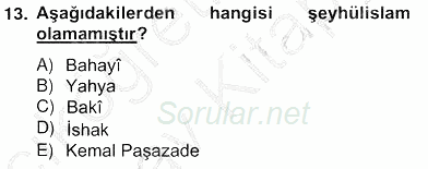 XVII. Yüzyıl Türk Edebiyatı 2012 - 2013 Ara Sınavı 13.Soru