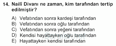 XVII. Yüzyıl Türk Edebiyatı 2012 - 2013 Ara Sınavı 14.Soru